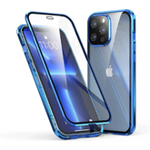 360° Full Body Magnetic Glass Case for iPhone 15 – Blue Edition