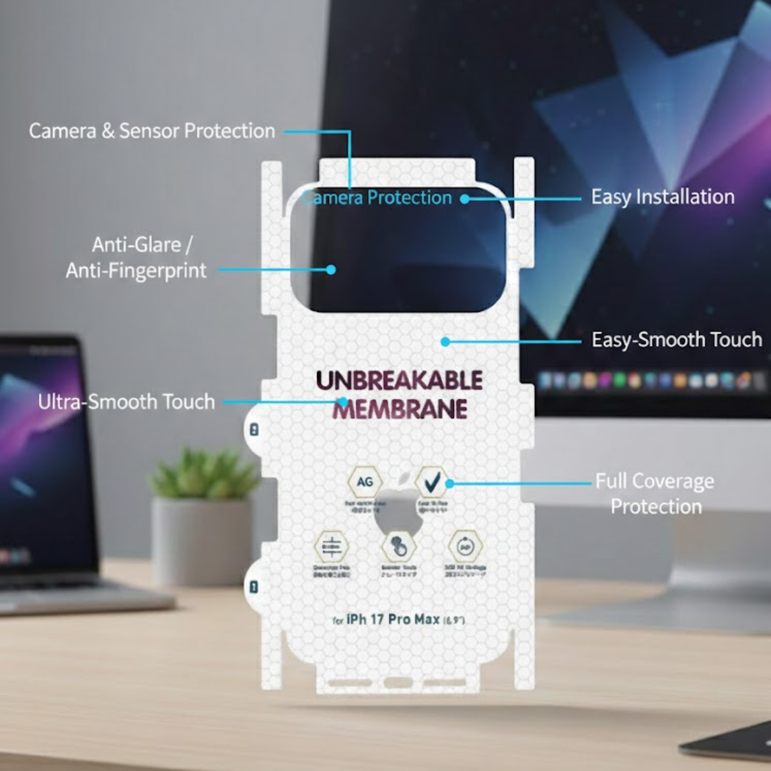 Unbreakable Membrane Screen Guard for iPhone 17 Pro Max