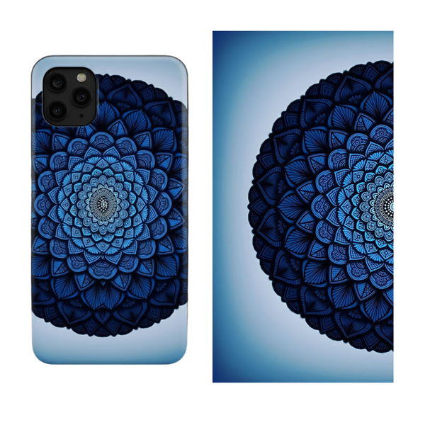 Deep Blue Floral Pattern Back Skin 5
