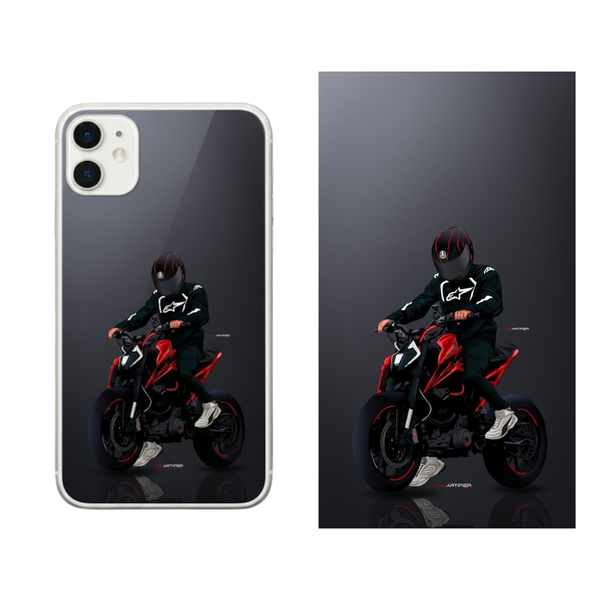 Red Sport Bike Rider Phone Back Skin 11
