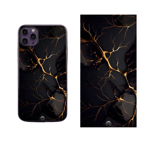 Dark Obsidian with Gold Lightning Back Skin Cover 17