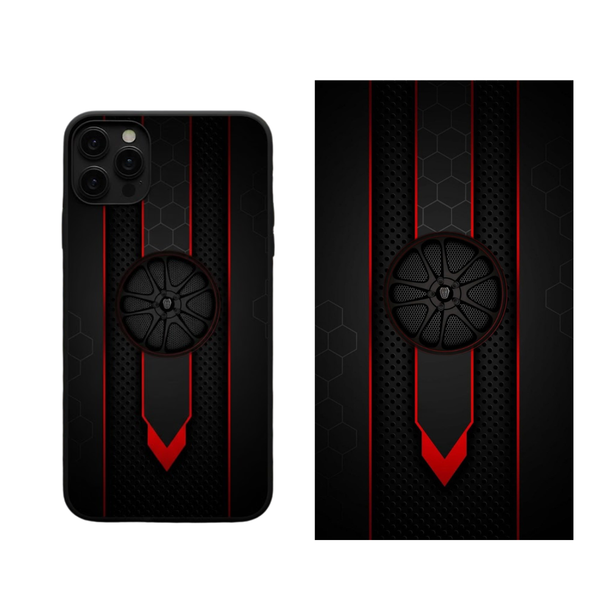 Black & Red Geometric Tech Phone Back Skin Cover 49