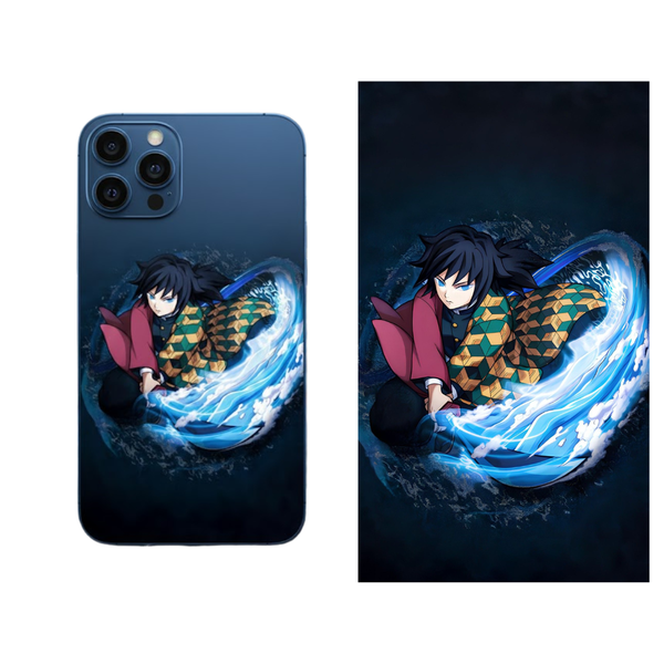 Blue Water Swirl Anime Art Phone Back Skin  Cover 70