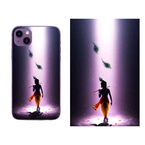Divine Light Krishna Flute Art Phone Back Skin Cover 74