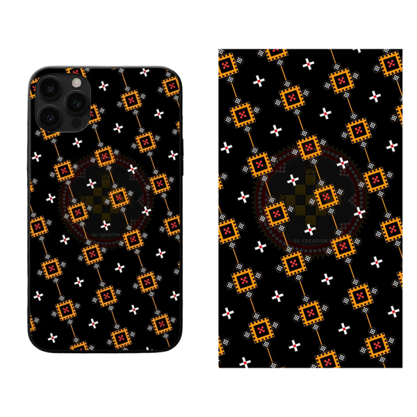 Black and Gold Ethnic Geometric Pattern Back skin Cover 85